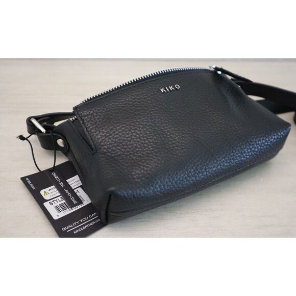 KIKO 744-1 Black Pebbled Genuine Leather Simple Crossbody Purse Handbag - Picture 8 of 9